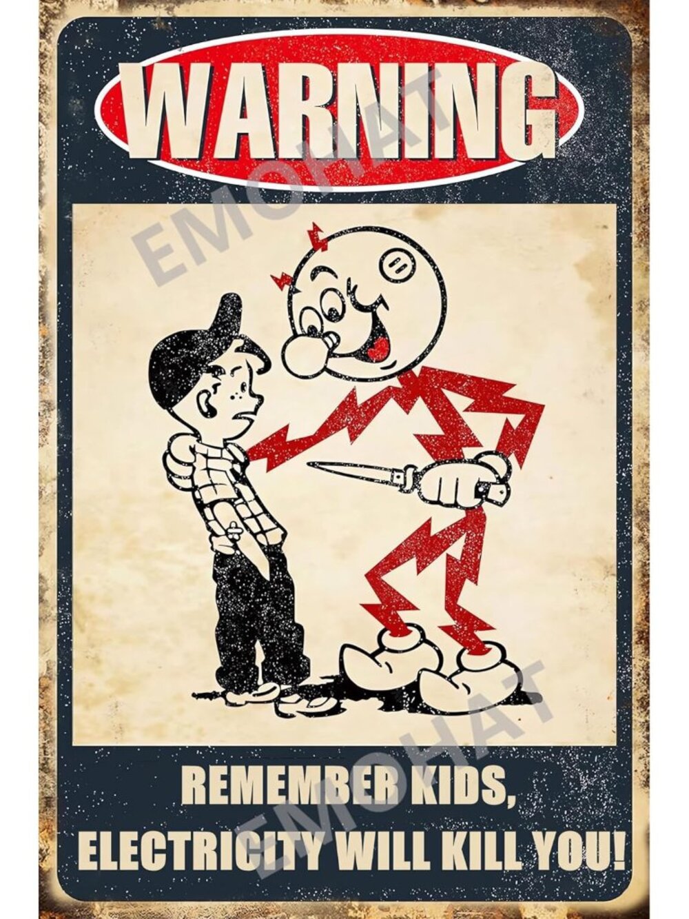 Warning Sign Remember Kids Electricity Will Kill You Metal Tin Sign Vintage Retr